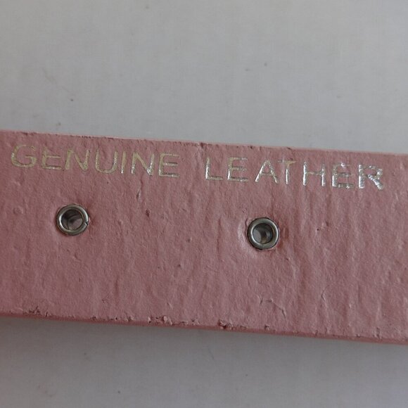 Nocona Belt Co. girls leather pink belt with silver tone buckle and rhinestones - Picture 7 of 9